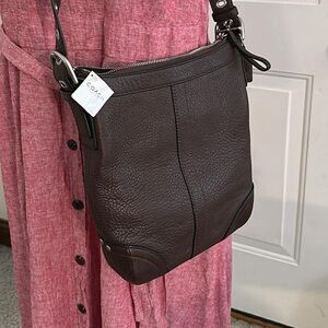 Vintage Coach Dark Brown Pebbled Leather Messenger Bag no. C0882-f12319